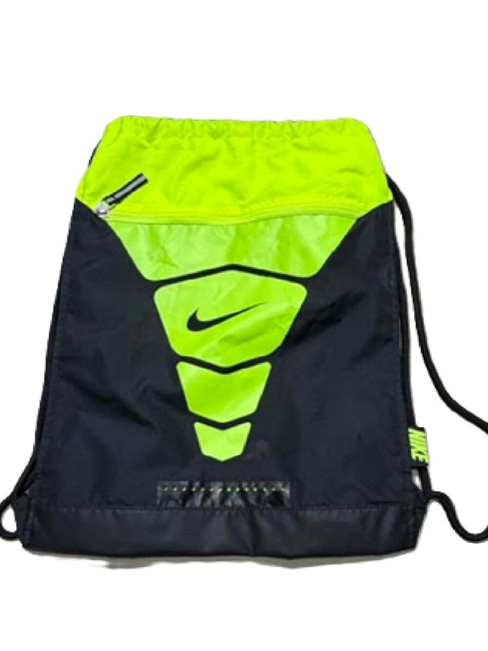 Nike Vapor Gymsack Drawstring Gym Bag 19.5 x 14.5" Black and Neon BM1